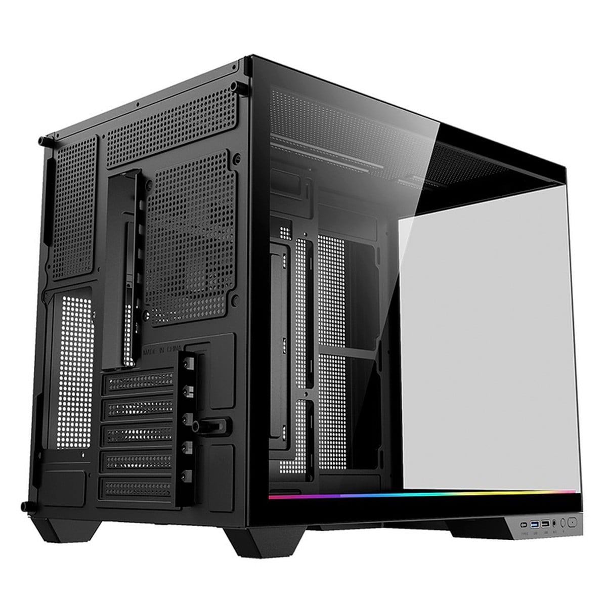 Gabinete Gamer Kalkan Saga, Mini Tower, Vidro Temperado, Micro ATX, RGB, Sem Fonte, Sem Fans, Preto, KLK044
