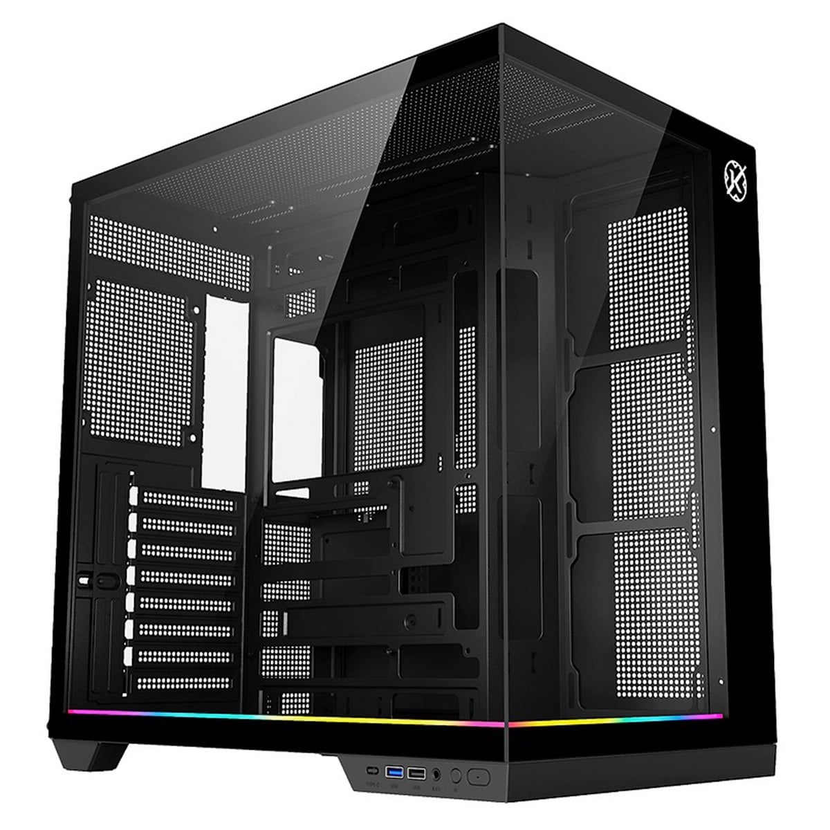 Gabinete Gamer Kalkan Skye, Mid Tower, Vidro Temperado, ATX, Sem Fonte, Sem Fans, Preto, KLK00042
