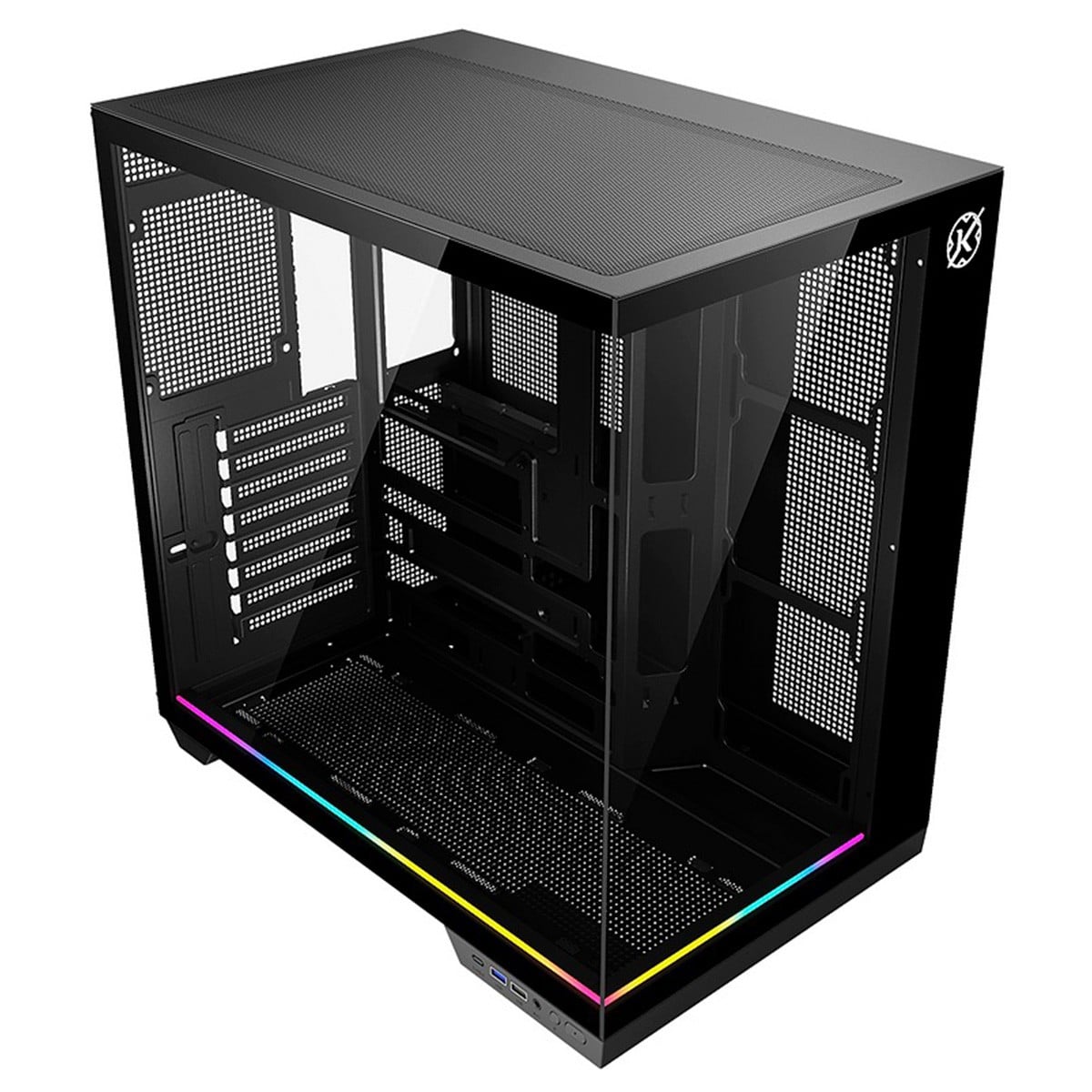 Gabinete Gamer Kalkan Skye, Mid Tower, Vidro Temperado, ATX, Sem Fonte, Sem Fans, Preto, KLK00042