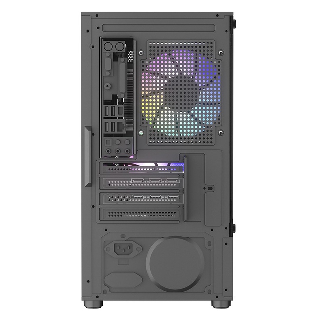 Gabinete Gamer Kalkan Vesir Flow, Frontal em Mesh, Vidro Temperado, M-ATX, Sem Fonte, Preto, KLK00082