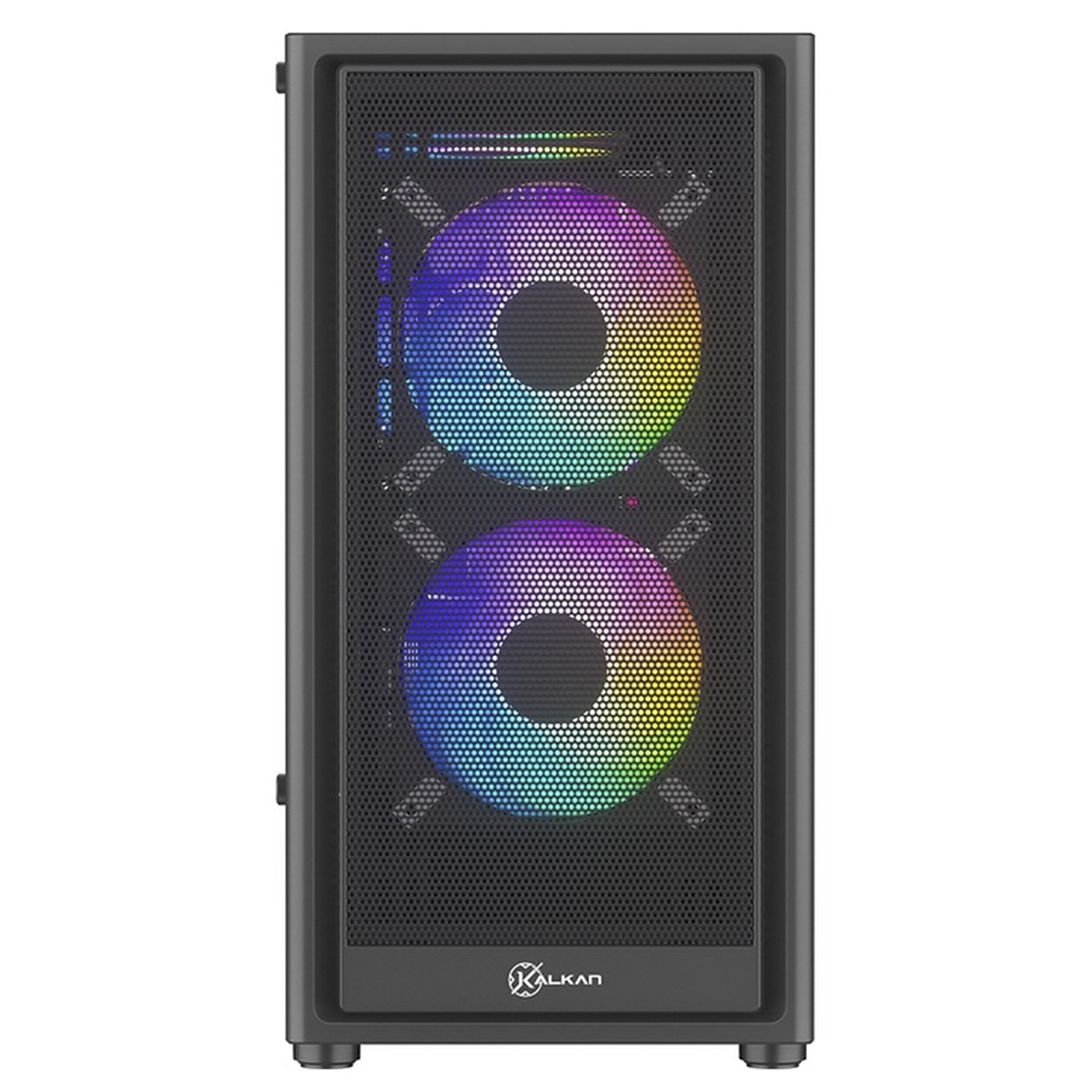 Gabinete Gamer Kalkan Vesir Flow, Frontal em Mesh, Vidro Temperado, M-ATX, Sem Fonte, Preto, KLK00082