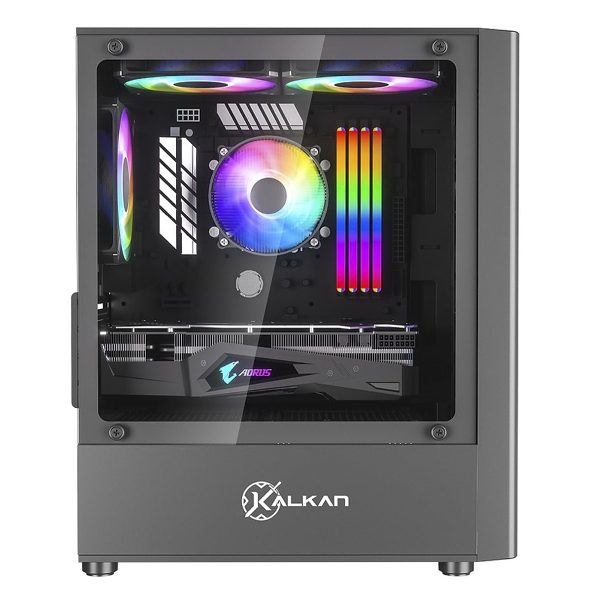 Gabinete Gamer Kalkan Vesir Flow, Frontal em Mesh, Vidro Temperado, M-ATX, Sem Fonte, Preto, KLK00082