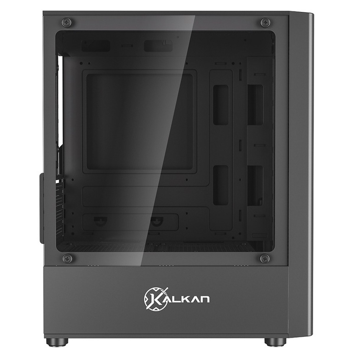 Gabinete Gamer Kalkan Vesir Flow, Frontal em Mesh, Vidro Temperado, M-ATX, Sem Fonte, Preto, KLK00082
