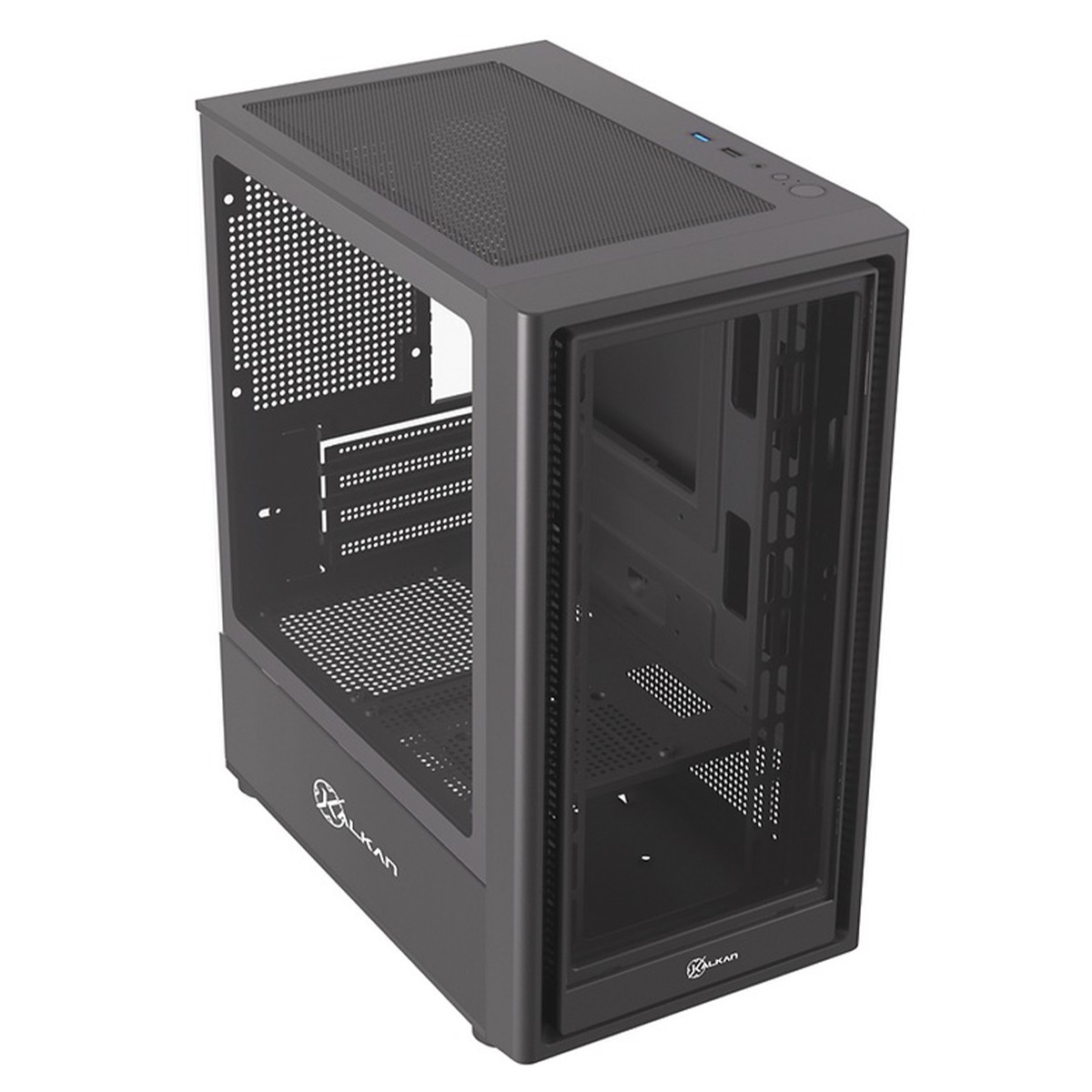 Gabinete Gamer Kalkan Vesir, Mid Tower, Vidro Temperado, Micro ATX, Sem Fonte, Sem Fans, Preto, KLK00083