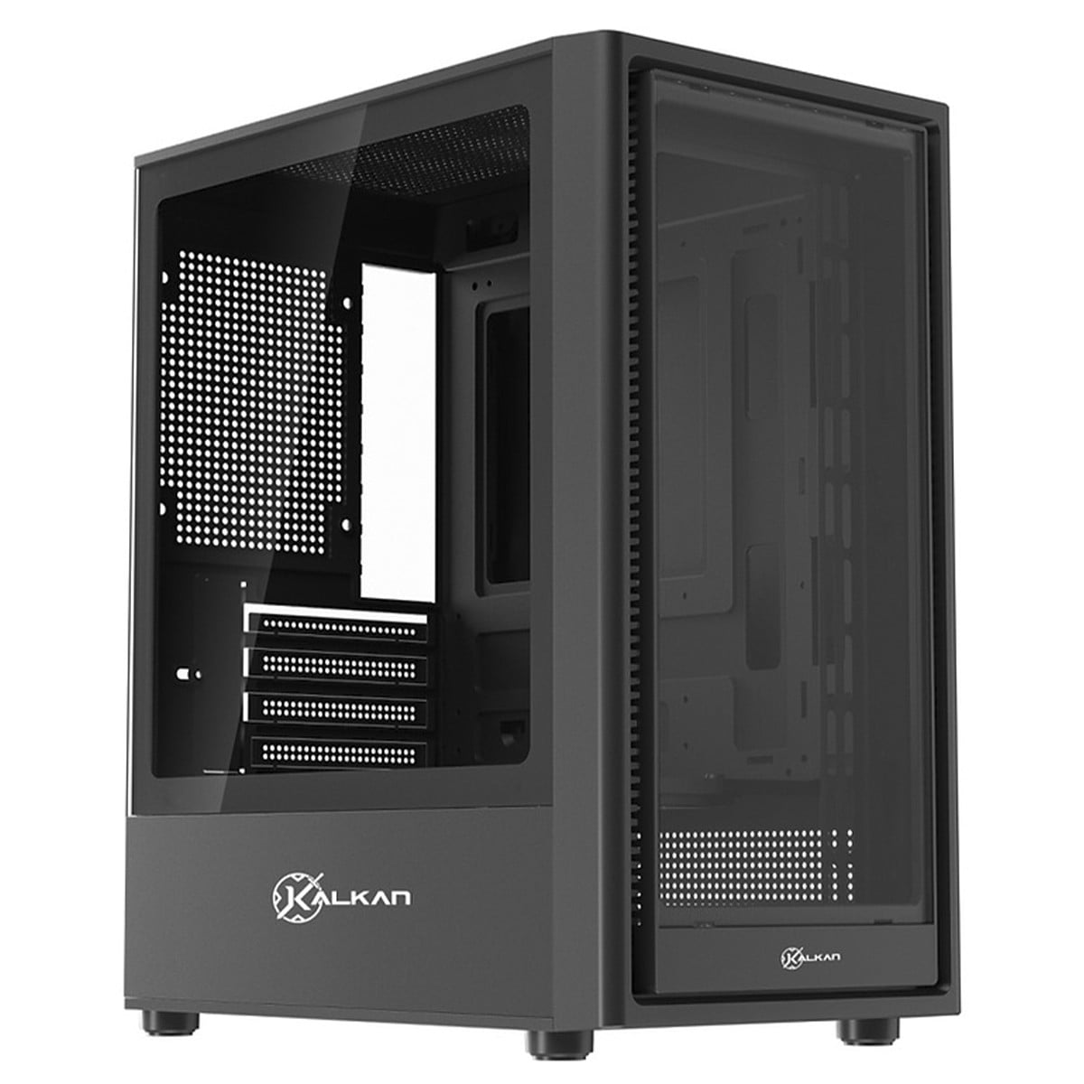 Gabinete Gamer Kalkan Vesir, Mid Tower, Vidro Temperado, Micro ATX, Sem Fonte, Sem Fans, Preto, KLK00083