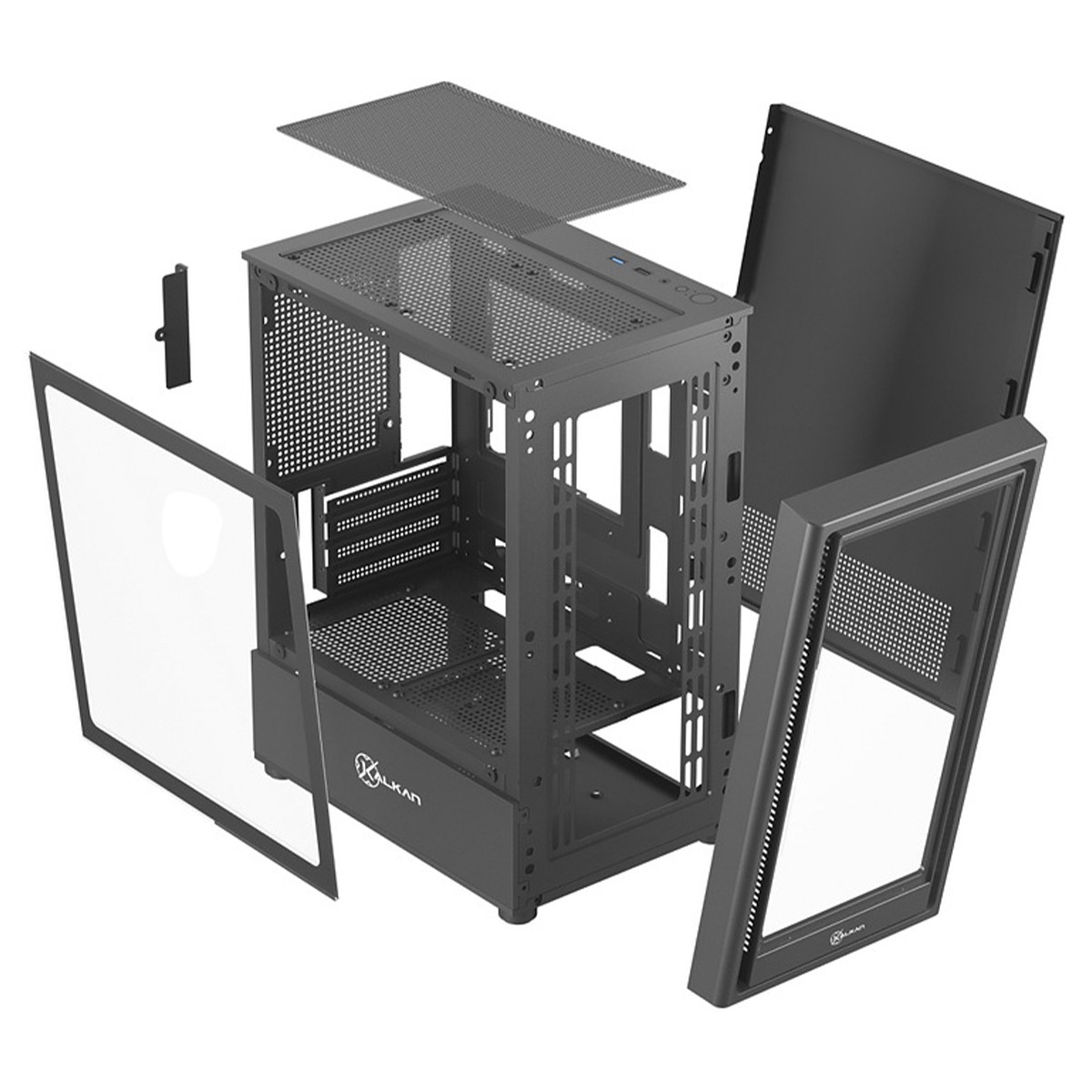 Gabinete Gamer Kalkan Vesir, Mid Tower, Vidro Temperado, Micro ATX, Sem Fonte, Sem Fans, Preto, KLK00083
