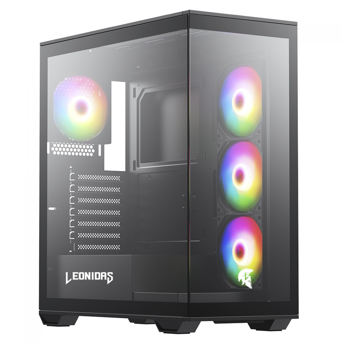 Gabinete Gamer Leonidas Magnus, Black, Mid Tower, Vidro Temperado, ATX, Sem Fonte, Sem Fan