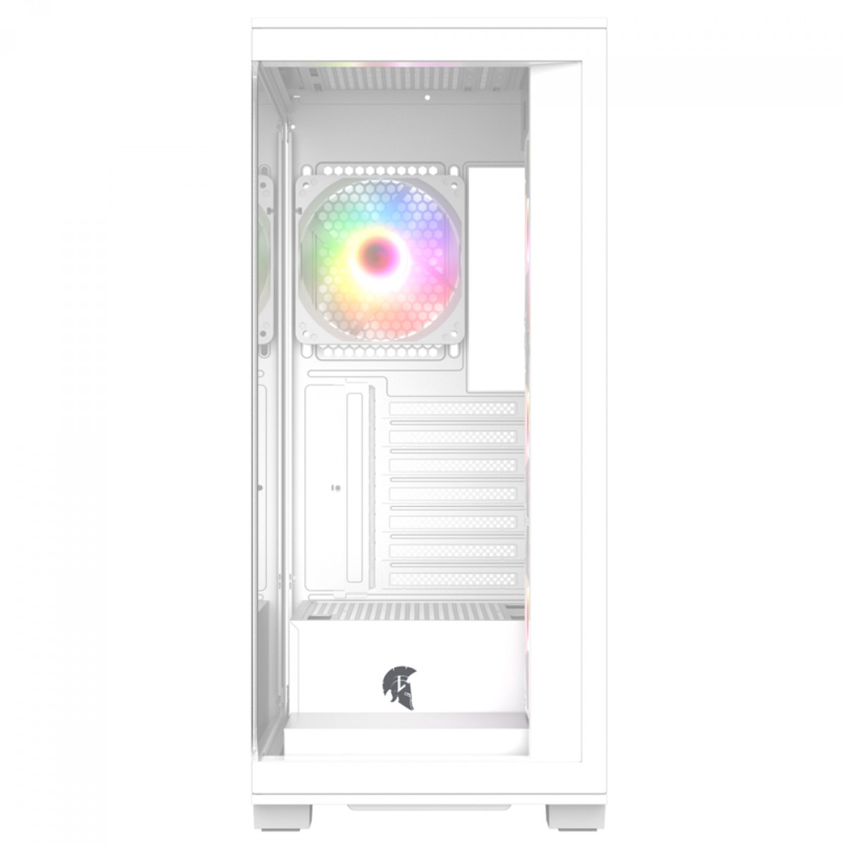 Gabinete Gamer Leonidas Magnus, White, Mid Tower, Vidro Temperado, ATX, Sem Fonte, Com 4 Fans
