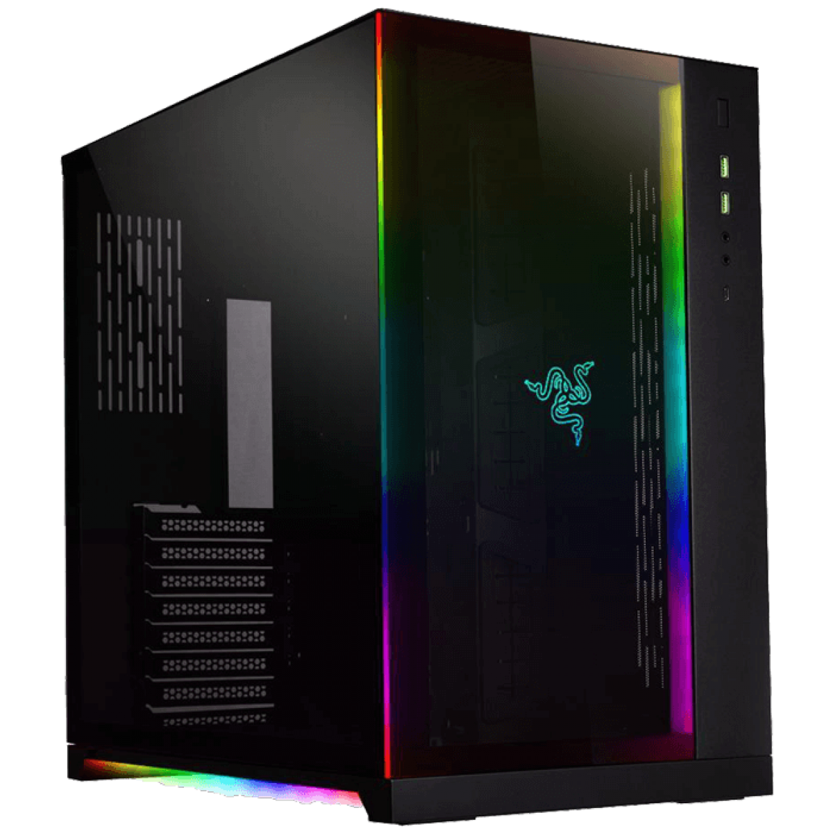 Gabinete Gamer Lian Li Dynamic Razer Edition RGB, Mid Tower, Vidro Temperado, Black, Sem Fonte, O11DXRZ