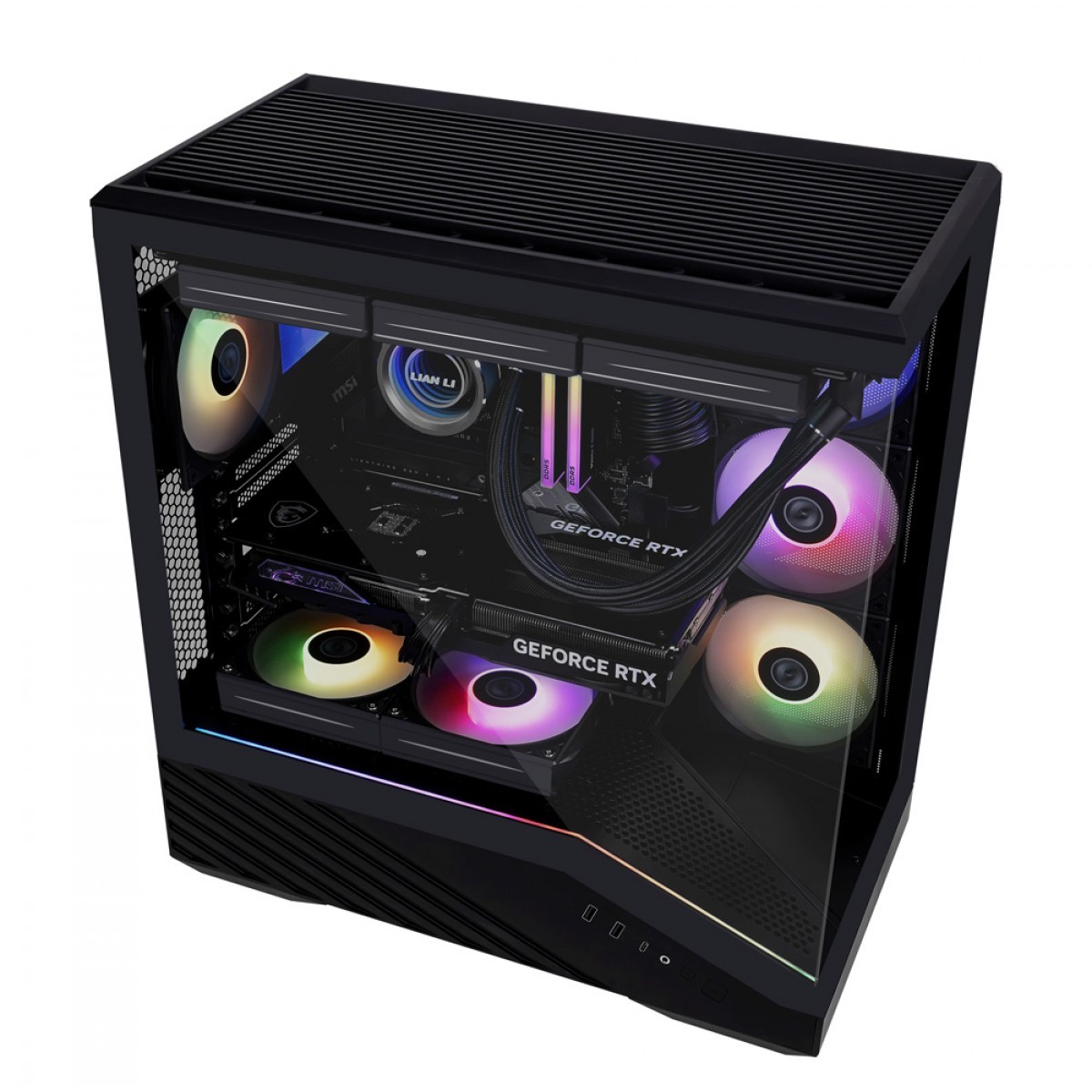 Gabinete Gamer Lian Li Vector V100, RGB, Mid Tower, Vidro Temperado, E-ATX, Sem Fonte, Sem Fan, Black, V100X