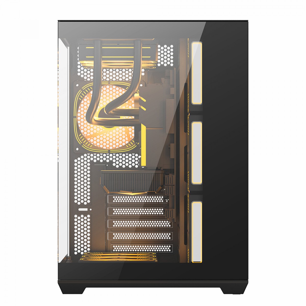 Gabinete Gamer Liketec Atlas Dark, Aquário, Mid Tower, Vidro Temperado, ATX, Sem Fonte, Com 6 Fans ARGB, Preto