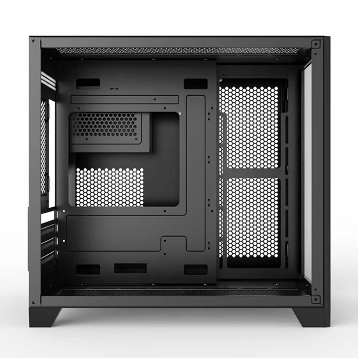 Gabinete Gamer Liketec Cube Kirra, RGB, Mid Tower, Vidro Temperado, Black, Sem Fonte, Com 4 Fans - Open Box