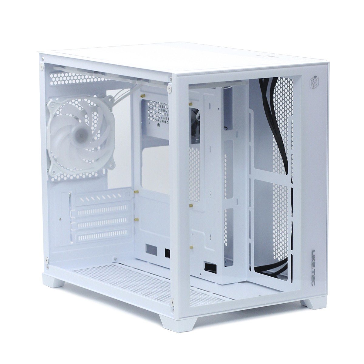 Gabinete Gamer Liketec Cube Kirra Snow, RGB, Mid Tower, Vidro Temperado, White, Sem Fonte, Com 4 Fans