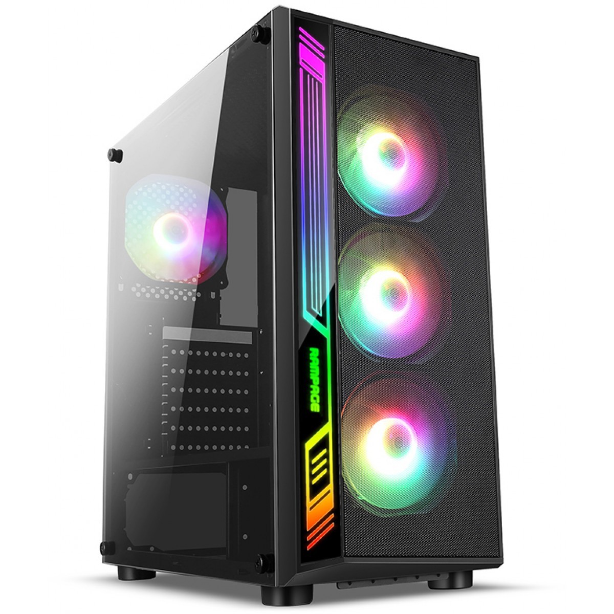 Gabinete Gamer Liketec Dex RGB, Mid Tower, Vidro Temperado, Black, Sem Fonte, Com 4 Fans