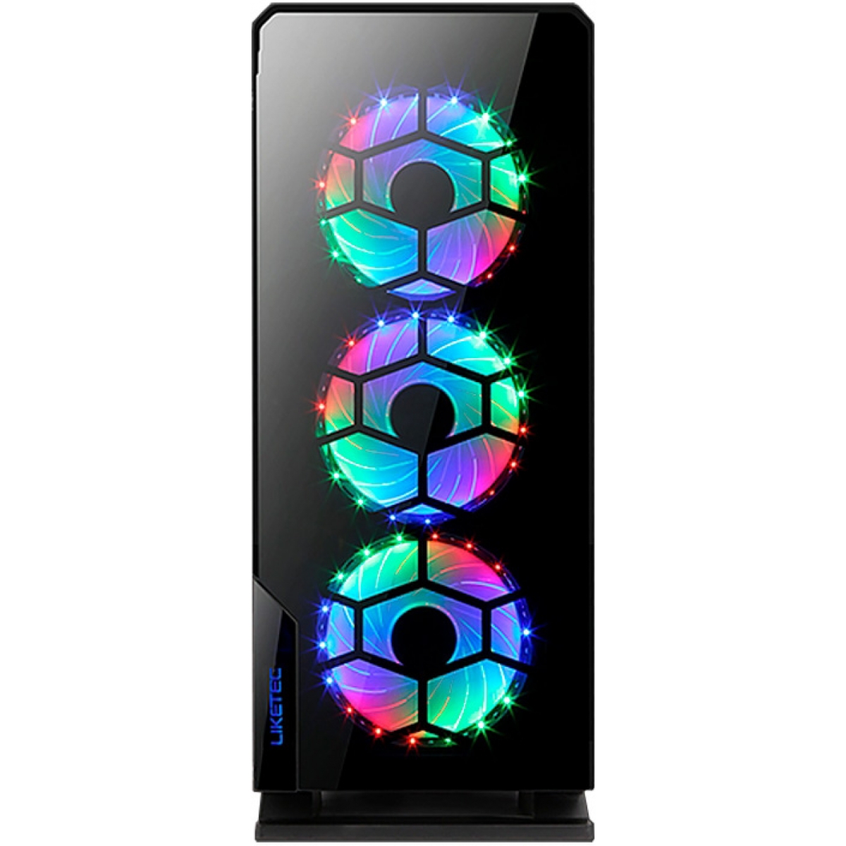 Gabinete Gamer liketec Diamond RGB, Mid Tower, Vidro Temperado, Black, Sem Fonte, Com 3 Fans RGB