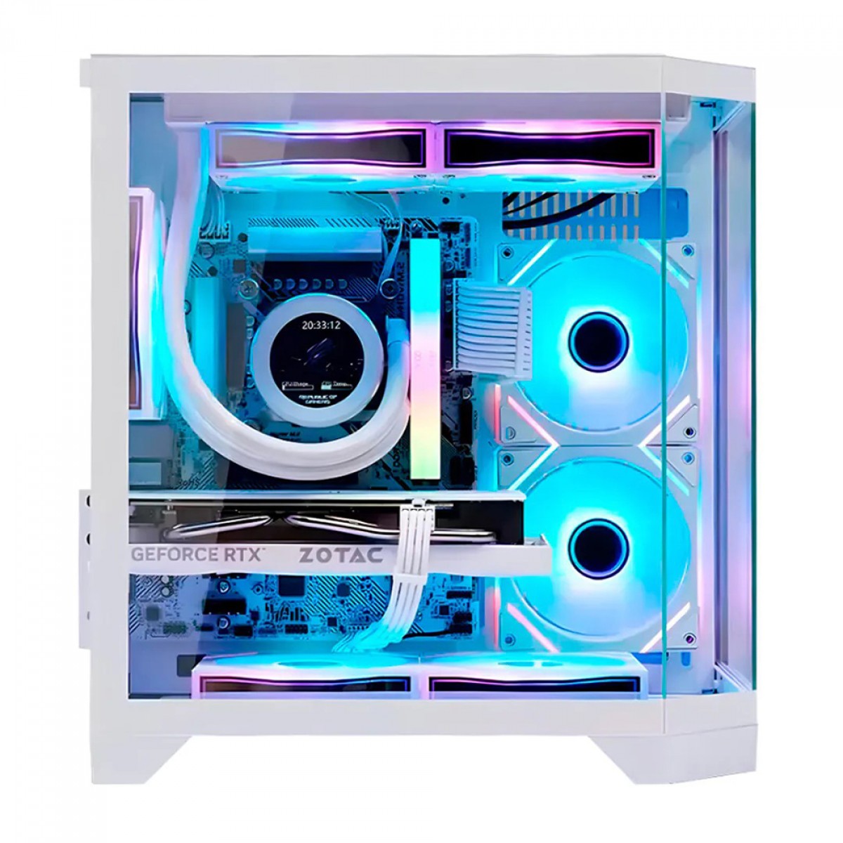Gabinete Gamer Liketec Impossible Snow, Aquário, Mini Tower, Vidro Temperado, MATX, Sem Fonte, Sem Fans, Branco