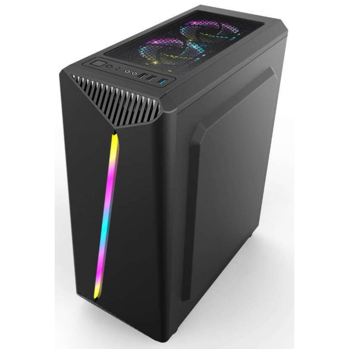 Gabinete Gamer Liketec Lighting RGB Vidro Temperado Mid Tower Preto Sem Fonte