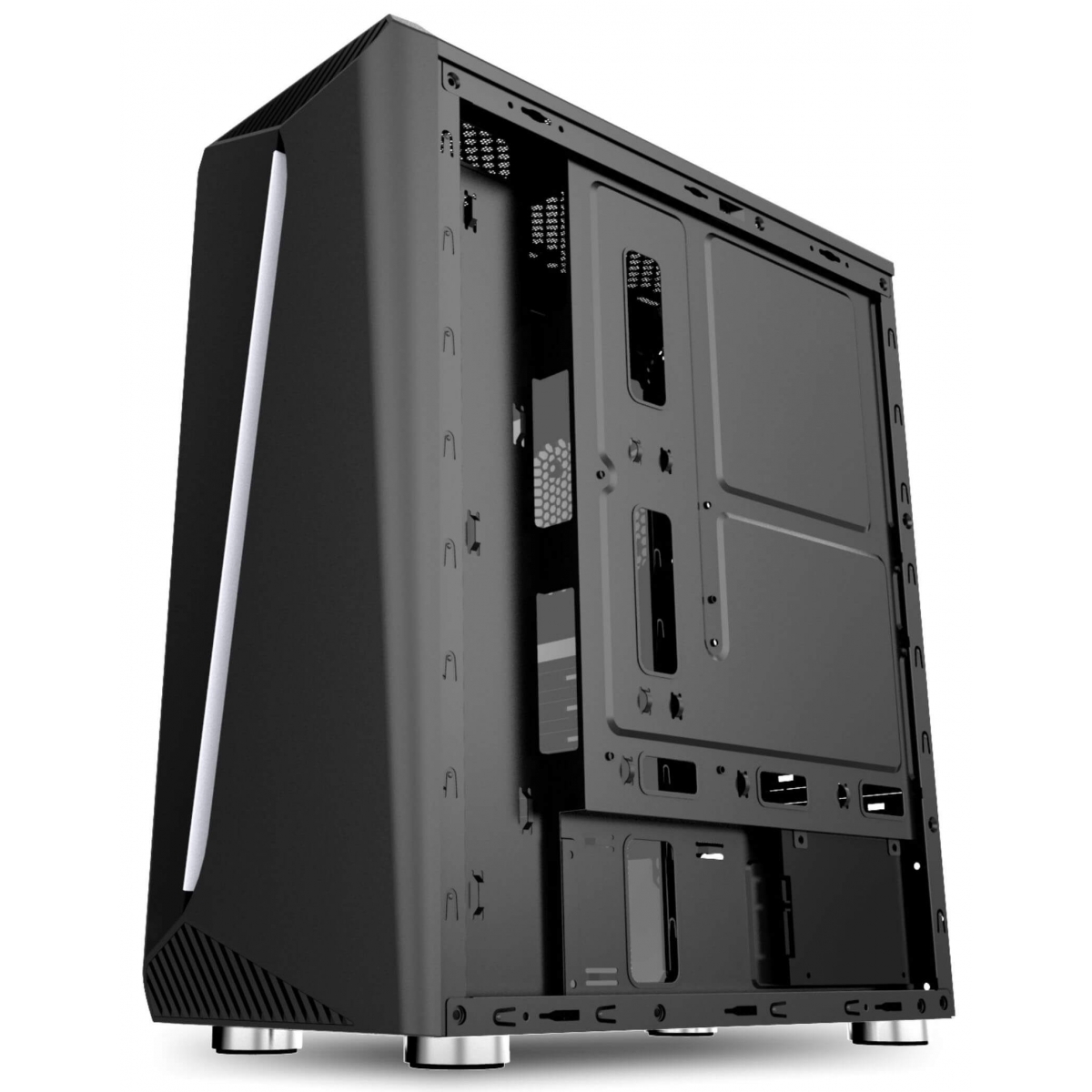 Gabinete Gamer Liketec Lighting RGB Vidro Temperado Mid Tower Preto Sem Fonte
