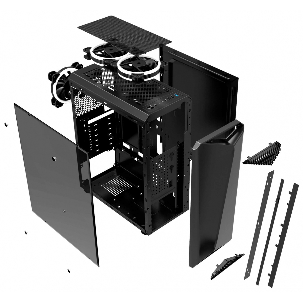 Gabinete Gamer Liketec Lighting RGB Vidro Temperado Mid Tower Preto Sem Fonte