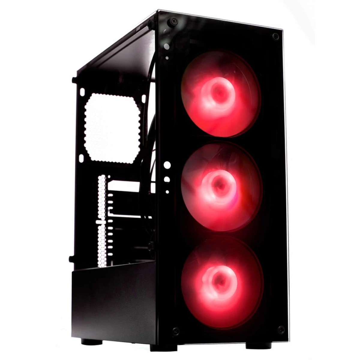Gabinete Gamer Liketec Matrix RGB, Mid Tower, Vidro Temperado, ATX, Black, Sem Fonte, Com 3 Fans