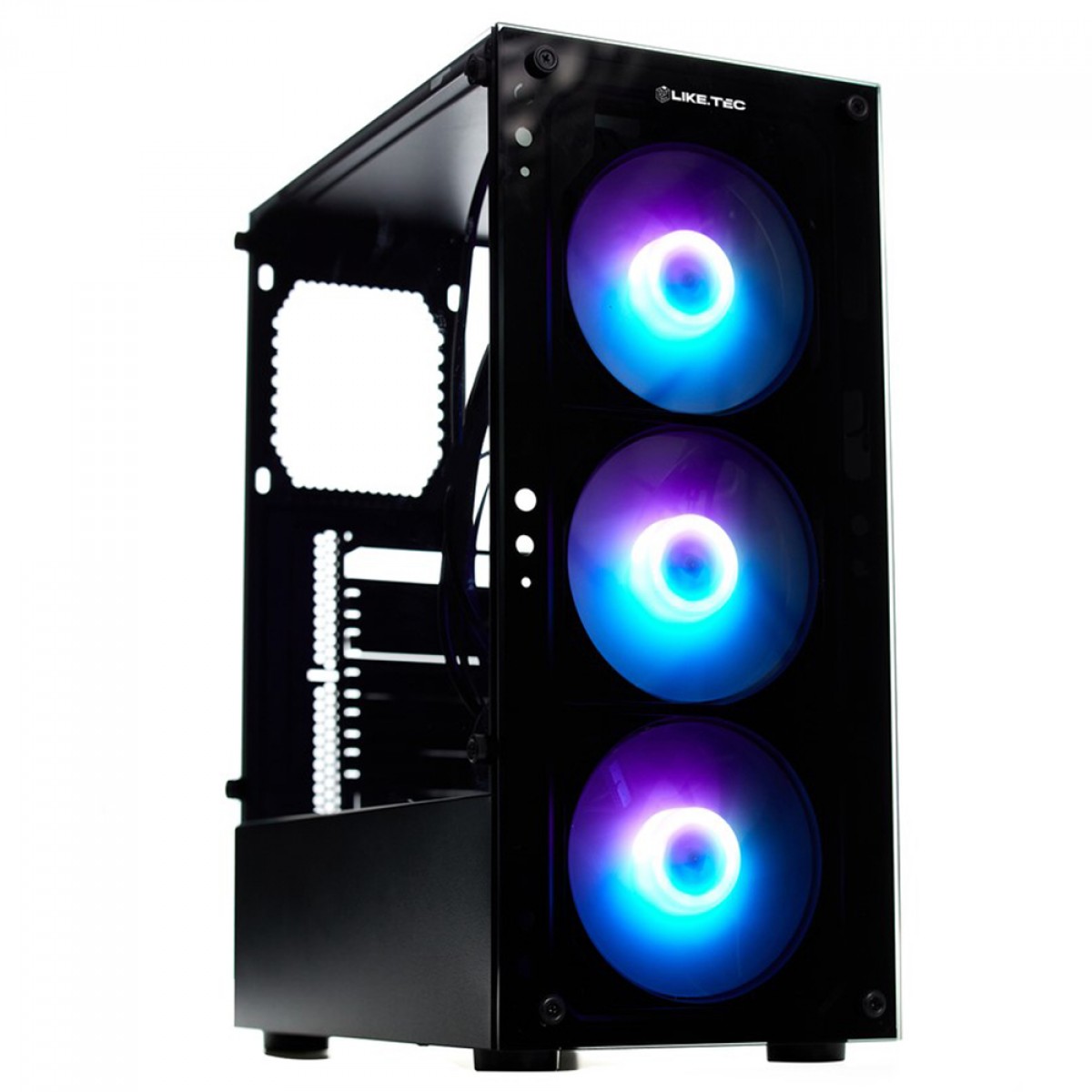 Gabinete Gamer Liketec Matrix RGB, Mid Tower, Vidro Temperado, ATX, Black, Sem Fonte, Com 3 Fans