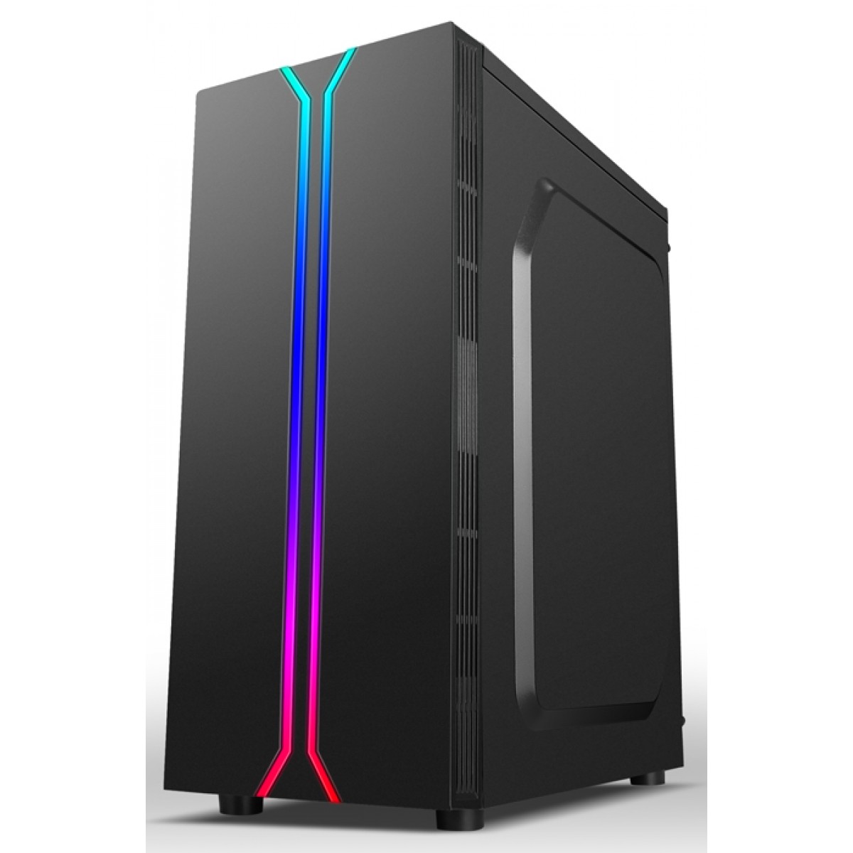 Gabinete Gamer liketec Rainbow RGB, Mid Tower, com 1 Fan, Vidro Temperado, Black, S-Fonte - Open Box