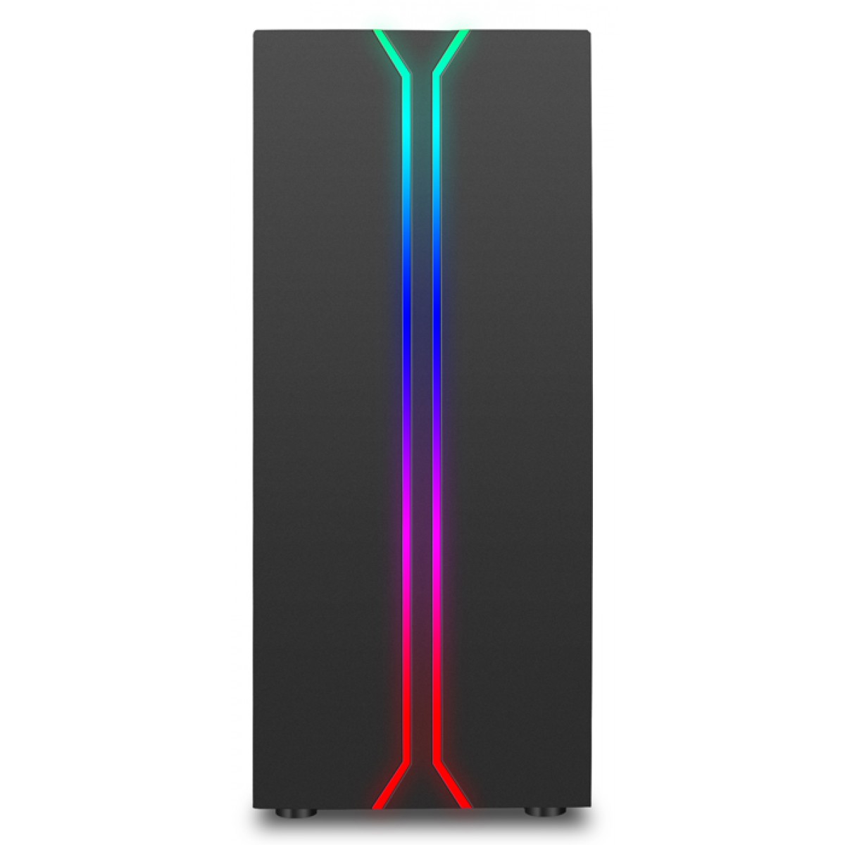 Gabinete Gamer liketec Rainbow RGB, Mid Tower, com 1 Fan, Vidro Temperado, Black, S-Fonte - Open Box
