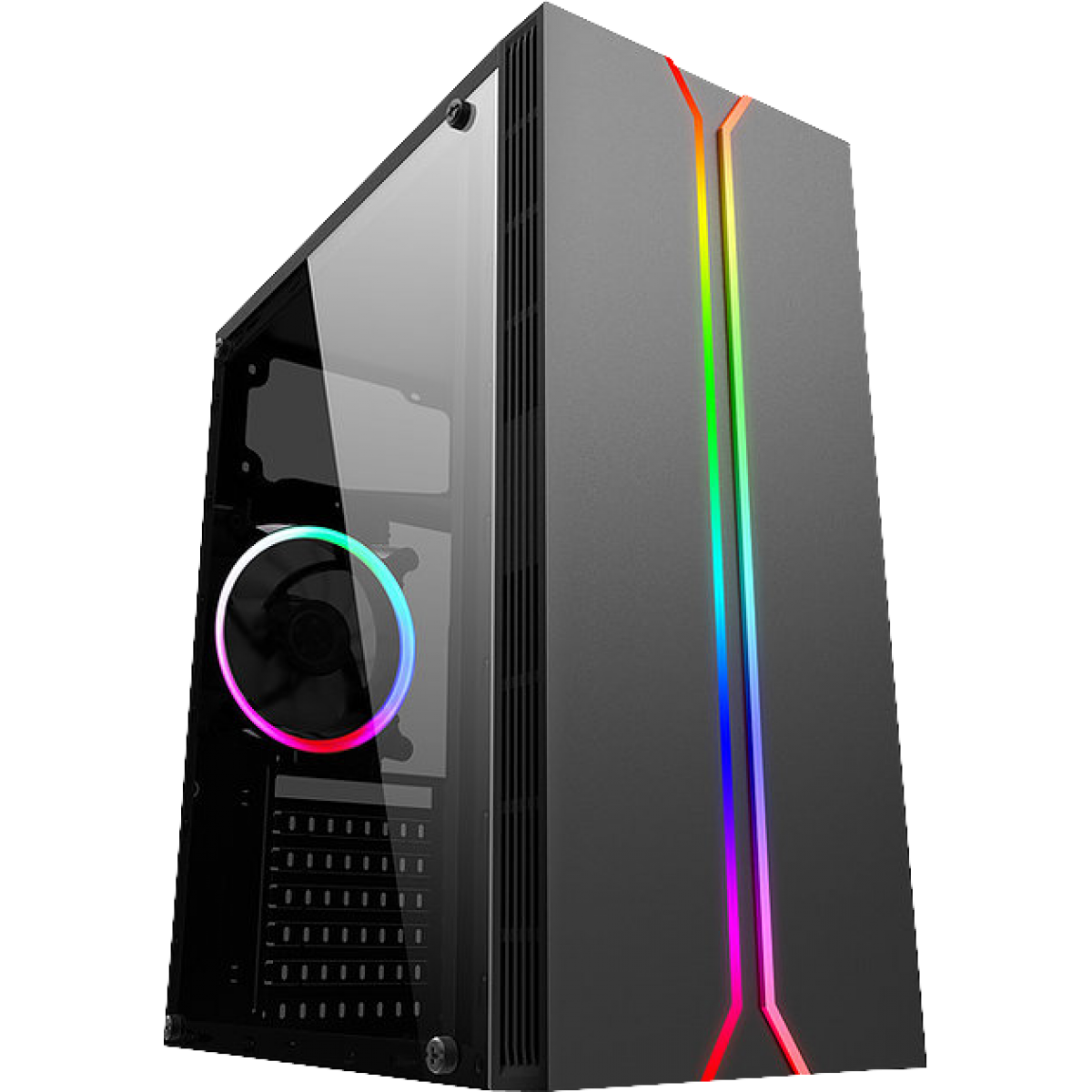 Gabinete Gamer Liketec Rainbow RGB, Mid Tower, Vidro Temperado, Black, Sem Fonte, Com 1 Fan