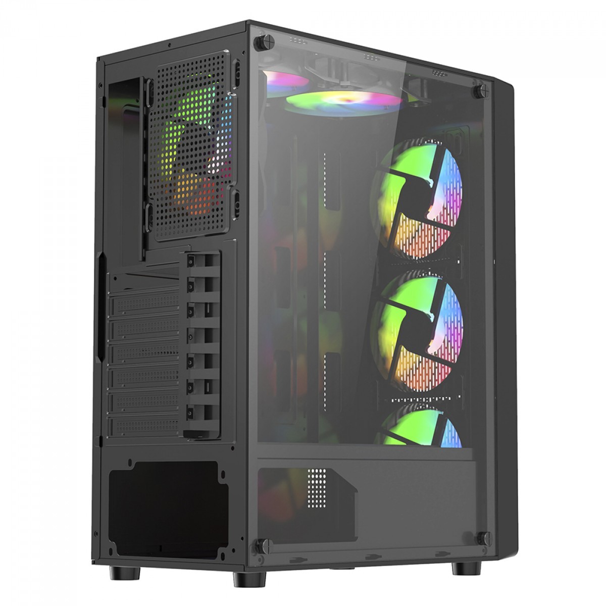 Gabinete Gamer Liketec Storm, RGB, Mid Tower, Vidro Temperado, ATX, Sem Fonte, Com 4 Fans, LC-MT-STORM-V1