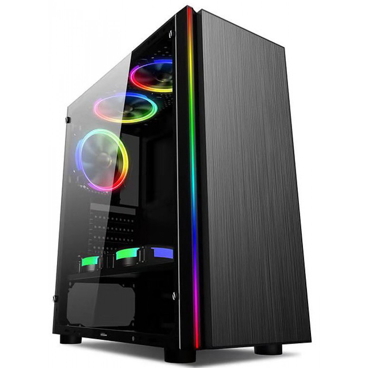 Gabinete Gamer Liketec Titan V2, Mid Tower, RGB, Vidro Temperado, Black, ATX, Sem Fonte, Com 1 Fan