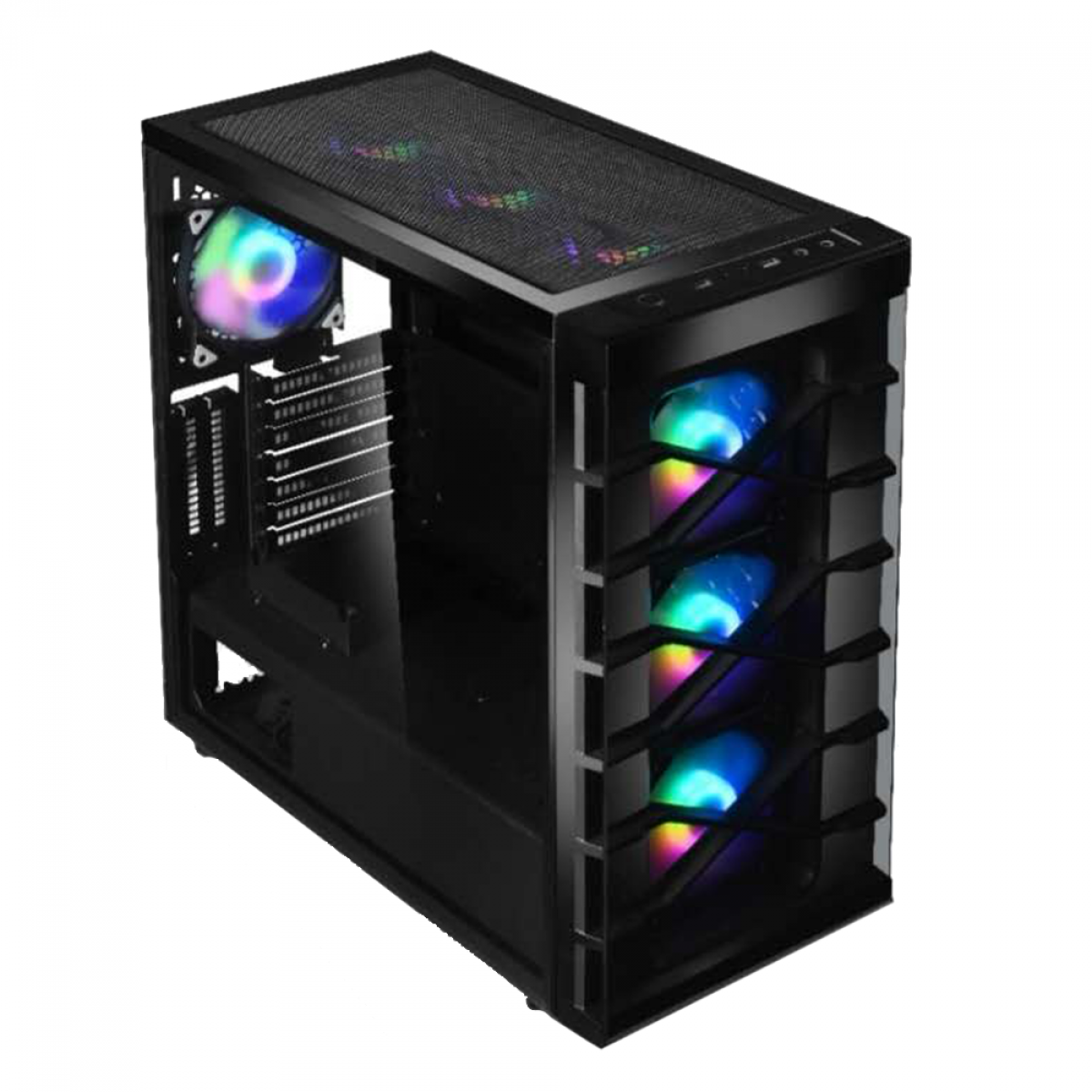 Gabinete Gamer Liketec Zeus Triplo XXX RGB, Mid Tower, Vidro Temperado, Black, ATX, Sem Fonte, Com 4 Fans