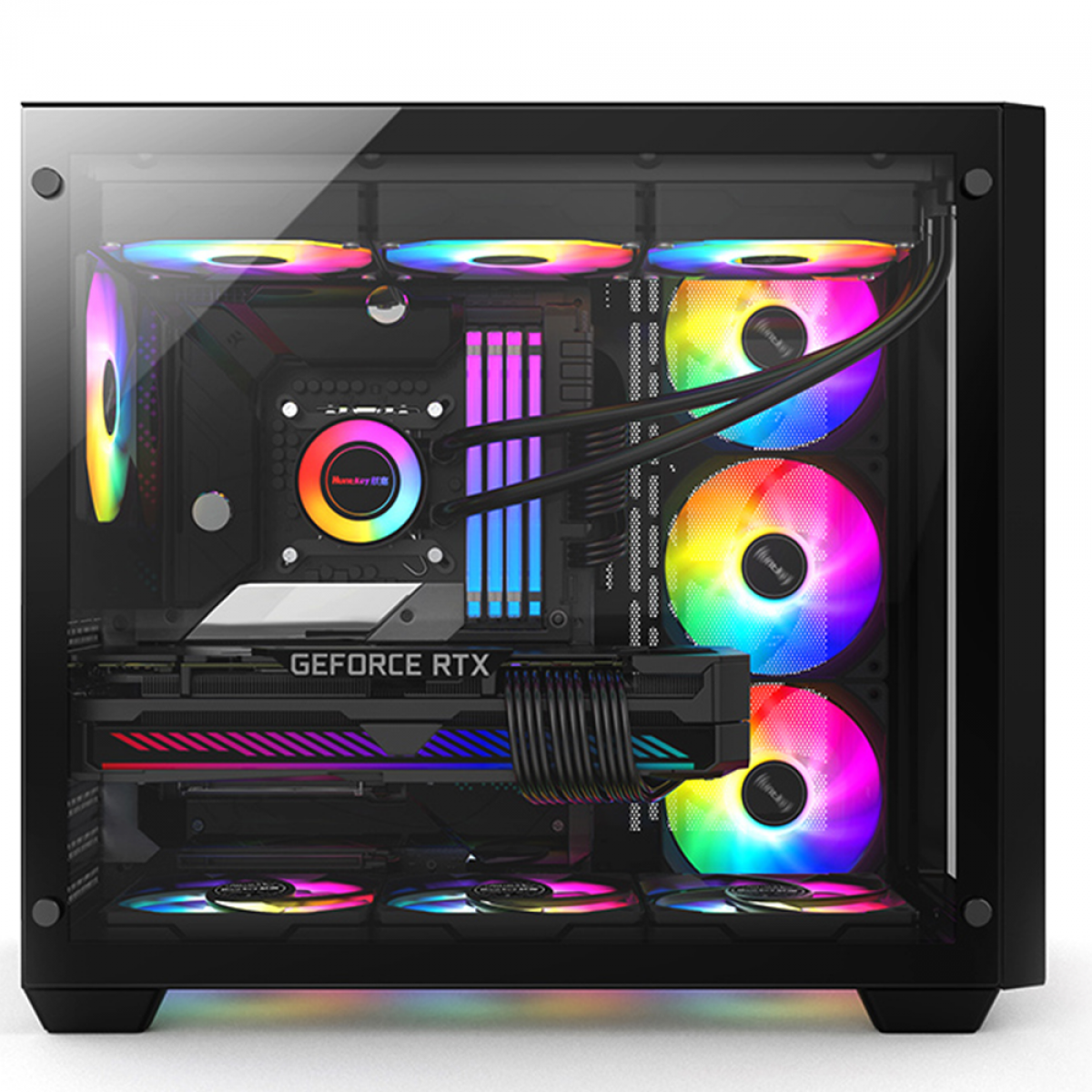 Gabinete Gamer Liketec Zeus V2, Mid Tower, Vidro Temperado, ATX,  Black, Sem Fonte, Sem Fan, LC-CB3X3-ZEUS-2042