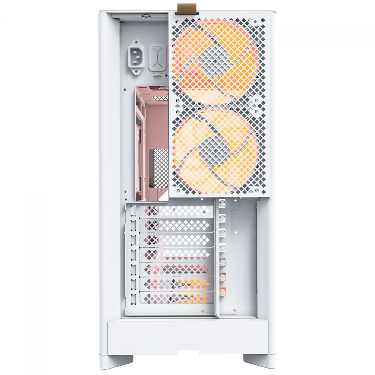 Gabinete Gamer Montech HS02 PRO, ARGB, Mid Tower, ATX, Sem Fonte, Com 5 Fans, Branco