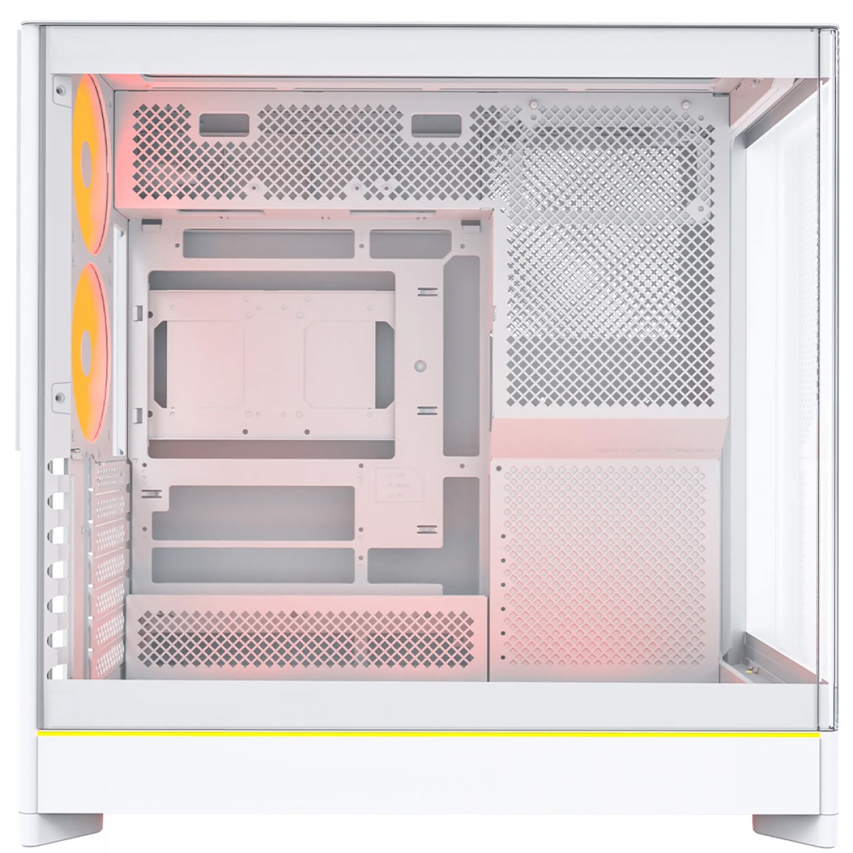 Gabinete Gamer Montech HS02 PRO, ARGB, Mid Tower, ATX, Sem Fonte, Com 5 Fans, Branco