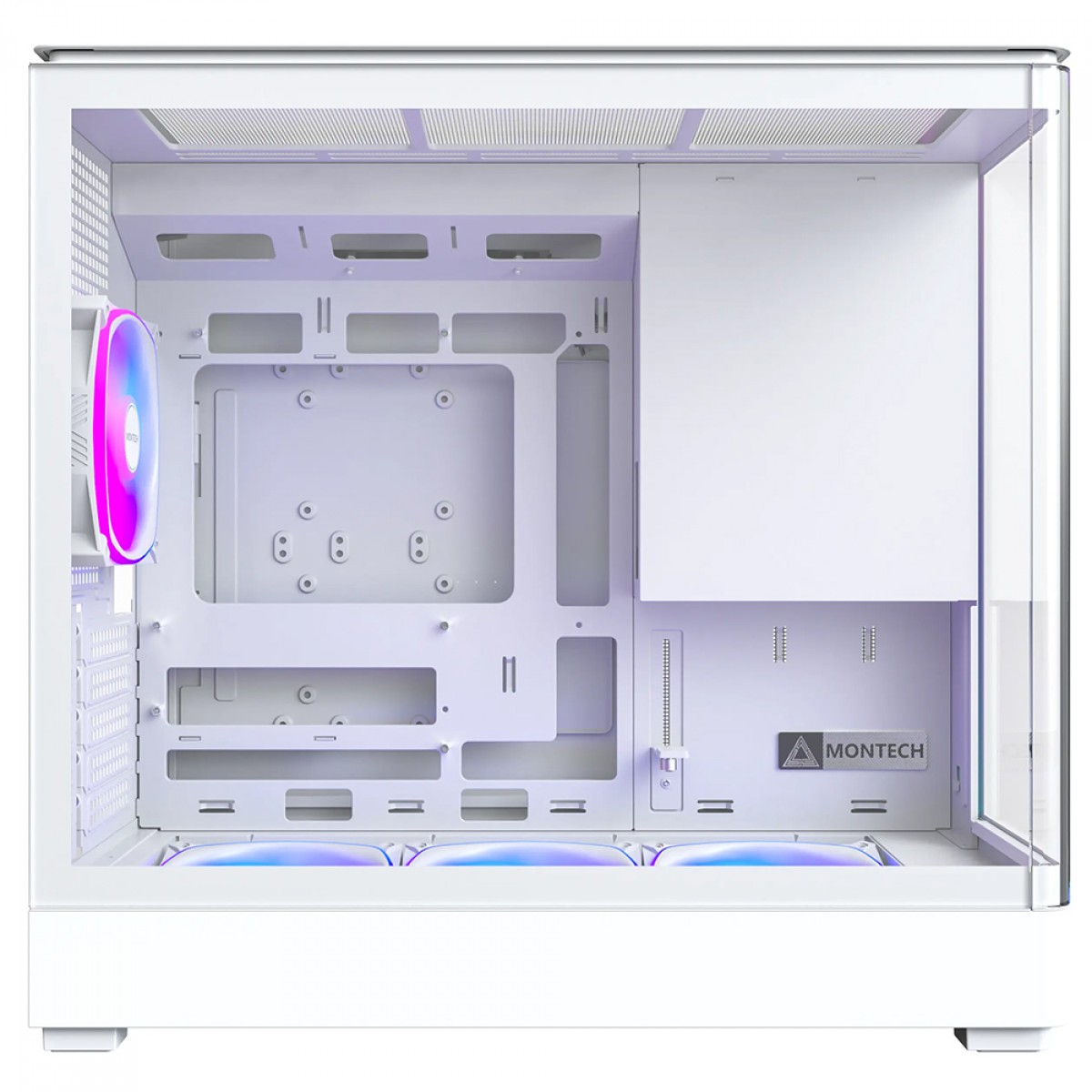 Gabinete Gamer Montech King 15 Pro, Vidro Temperado, Mini Tower, mATX, Com 4 Fans, Branco