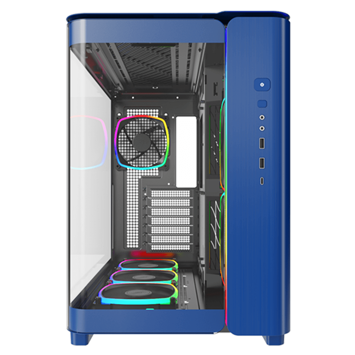 Gabinete Gamer Montech King 95, ARGB, Mid Tower, Vidro Temperado, ATX, Prussian Blue, Sem Fonte, Sem Fan + Suporte Montech VH2