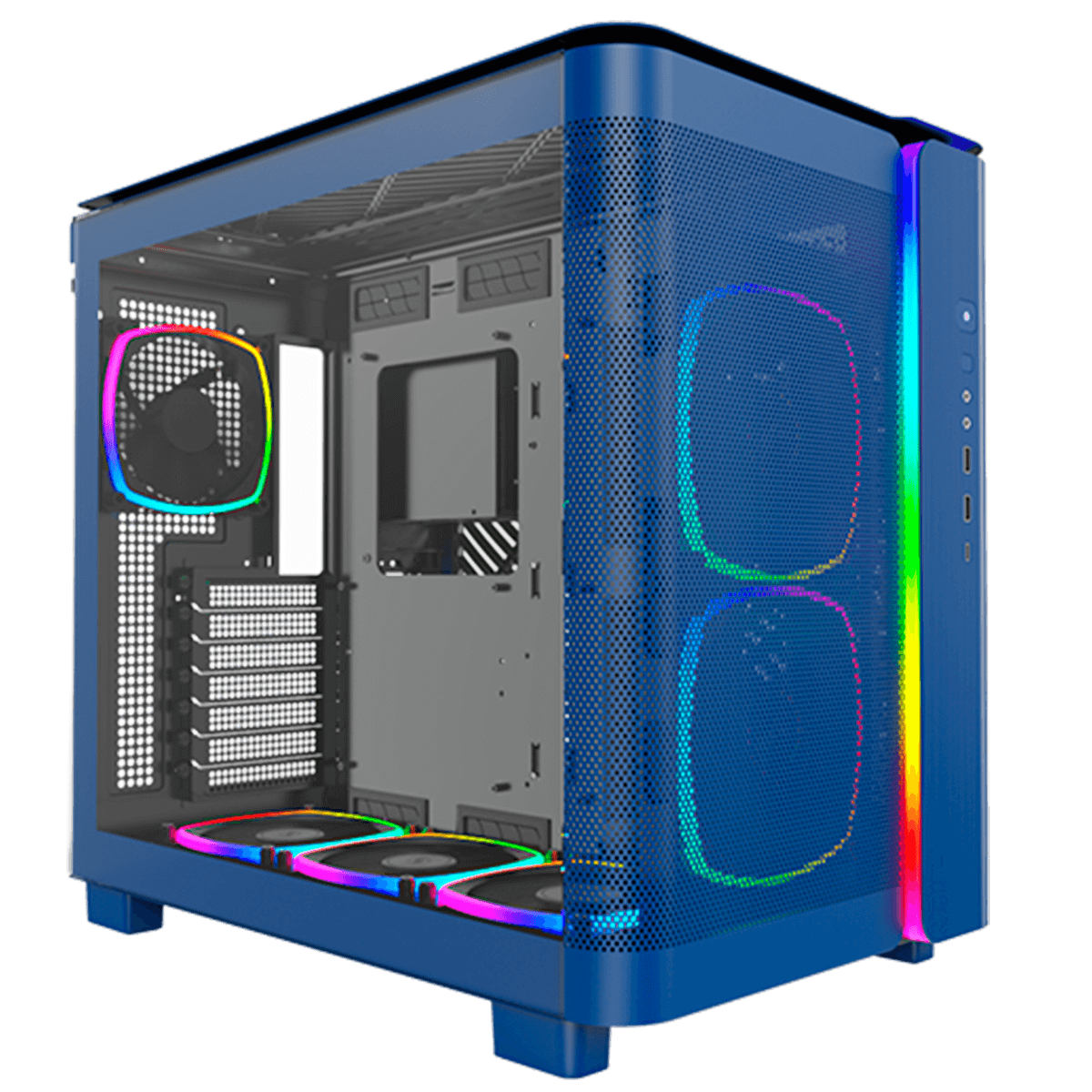 Gabinete Gamer Montech King 95, ARGB, Mid Tower, Vidro Temperado, ATX, Prussian Blue, Sem Fonte, Sem Fan + Suporte Montech VH2