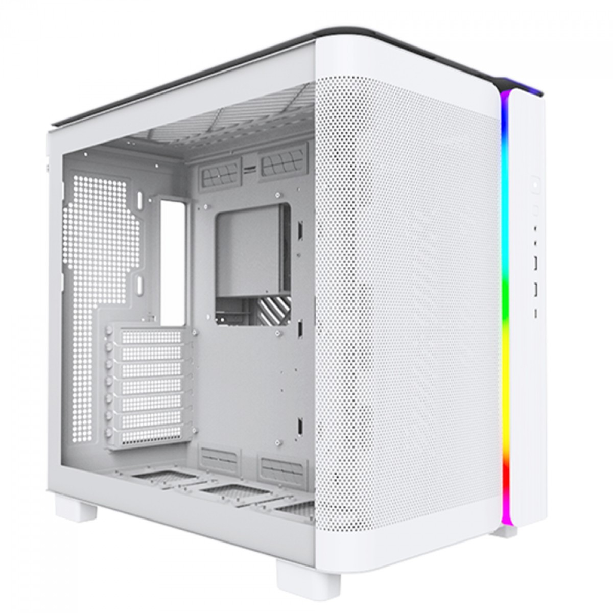 Gabinete Gamer Montech King 95, ARGB, Mid Tower, Vidro Temperado, ATX, White, Sem Fonte, Sem Fan + Suporte Montech VH2