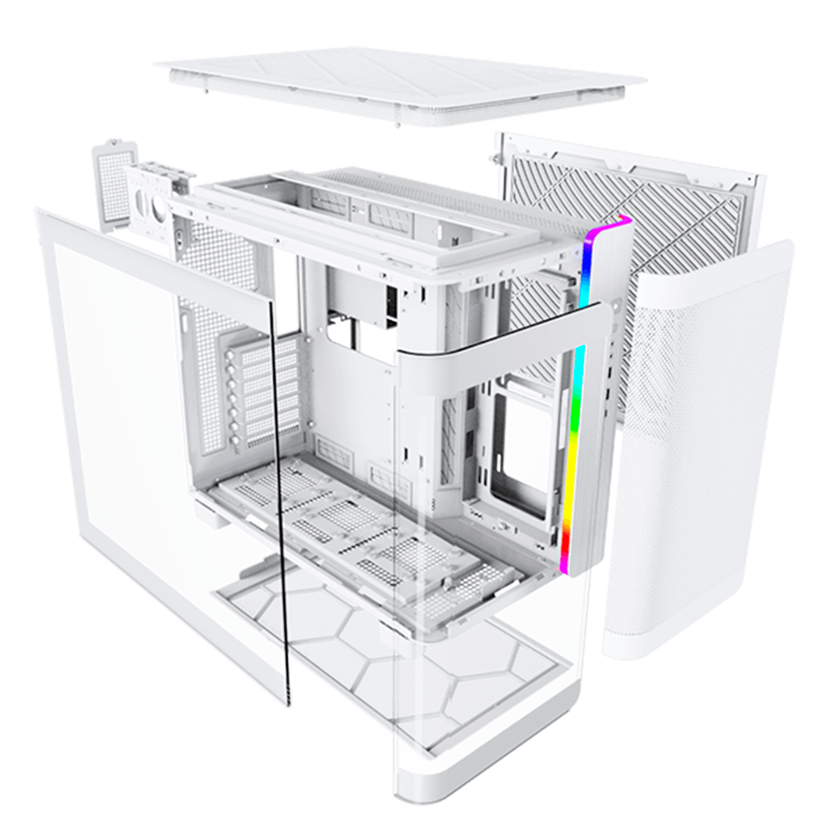Gabinete Gamer Montech King 95, ARGB, Mid Tower, Vidro Temperado, ATX, White, Sem Fonte, Sem Fan + Suporte Montech VH2