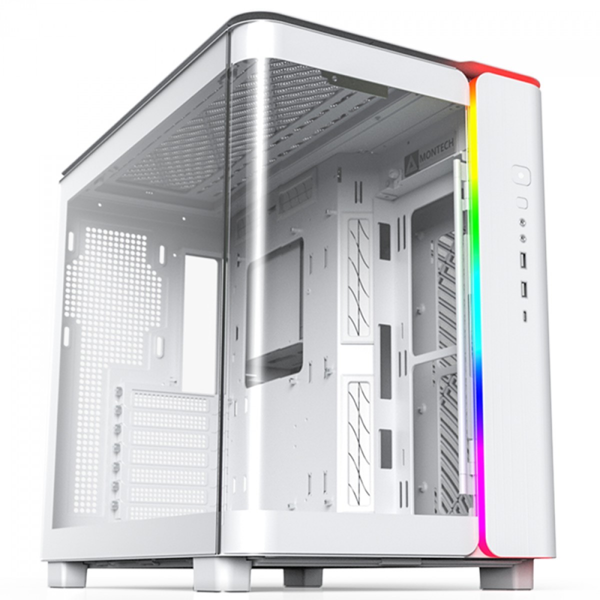 Gabinete Gamer Montech King 95, ARGB, Mid Tower, Vidro Temperado, ATX, White, Sem Fonte, Sem Fan + Suporte Montech VH2