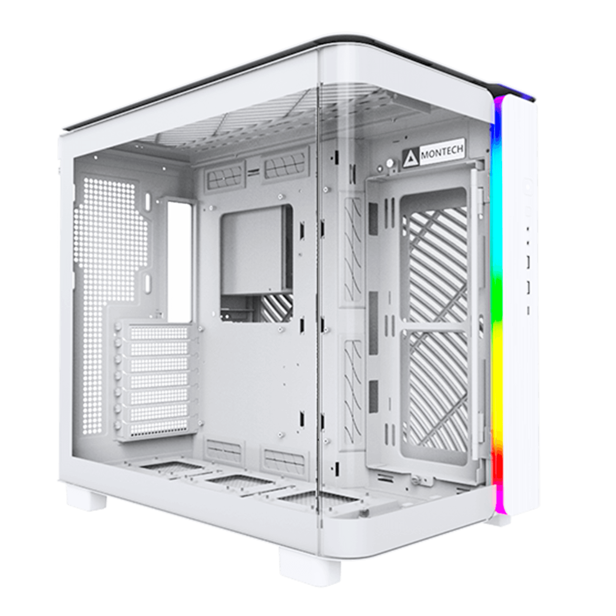 Gabinete Gamer Montech King 95, ARGB, Mid Tower, Vidro Temperado, ATX, White, Sem Fonte, Sem Fan + Suporte Montech VH2