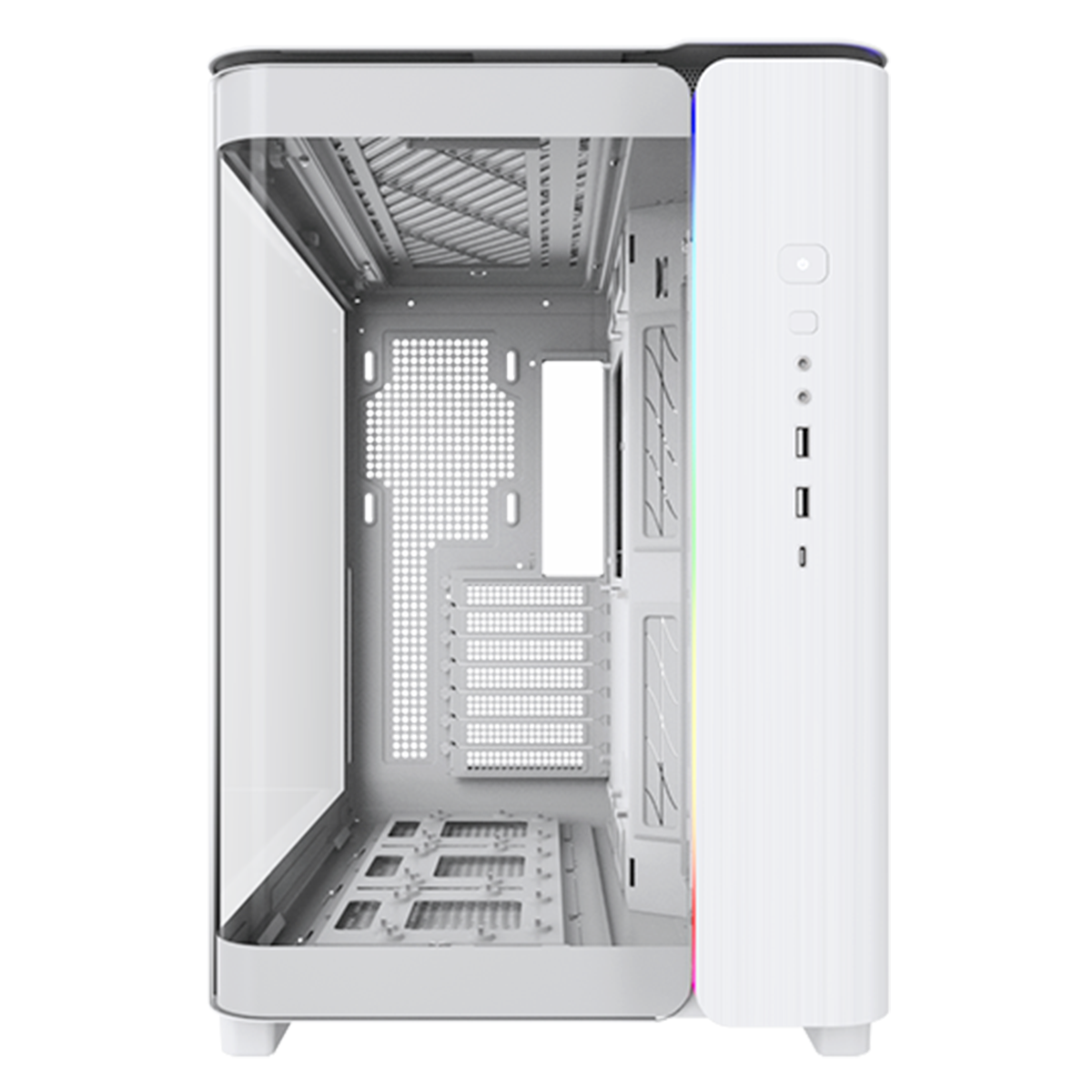 Gabinete Gamer Montech King 95, ARGB, Mid Tower, Vidro Temperado, ATX, White, Sem Fonte, Sem Fan + Suporte Montech VH2