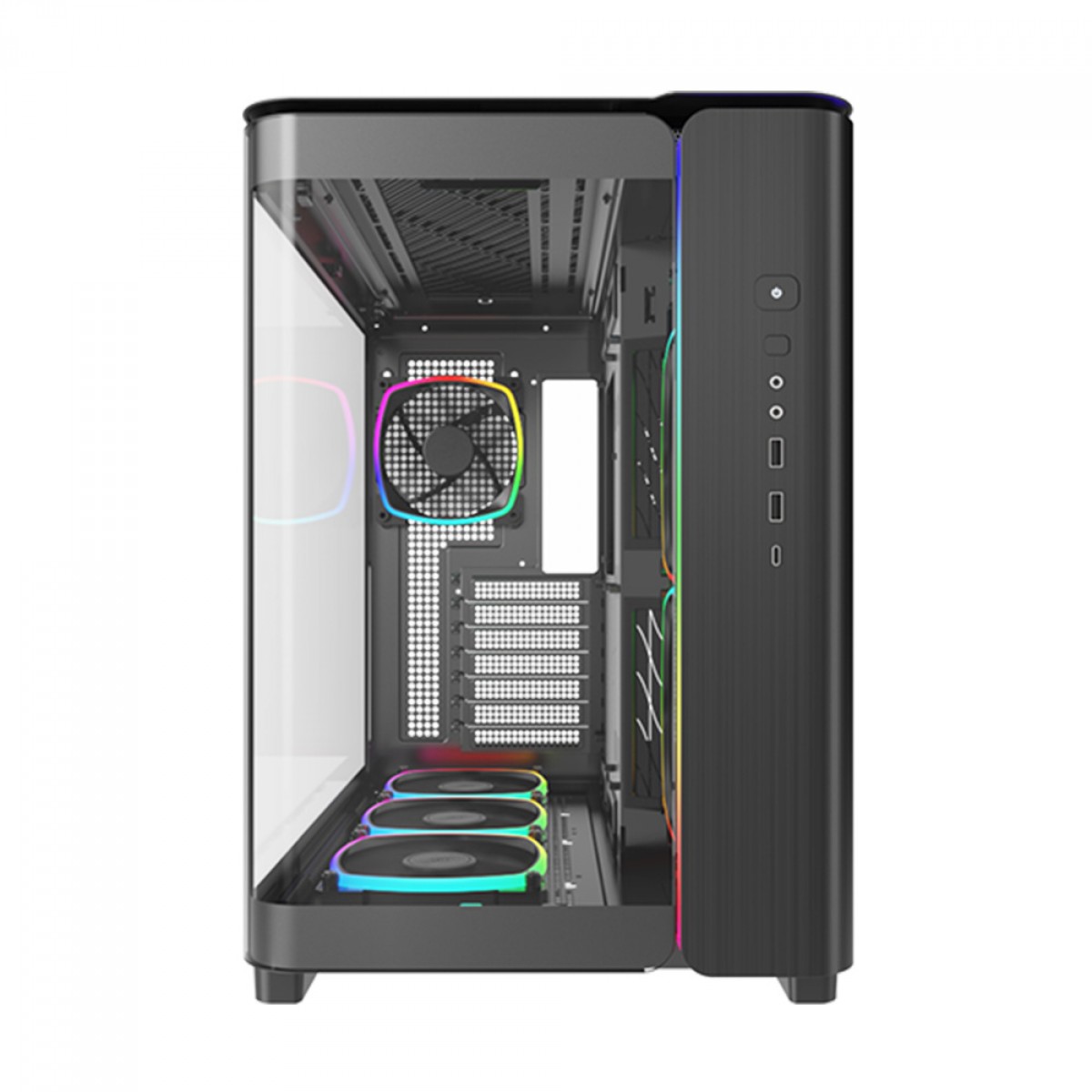 Gabinete Gamer Montech King 95 Pro, ARGB, Mid Tower, Vidro Temperado, ATX, Black, Sem Fonte, Com 6 Fans