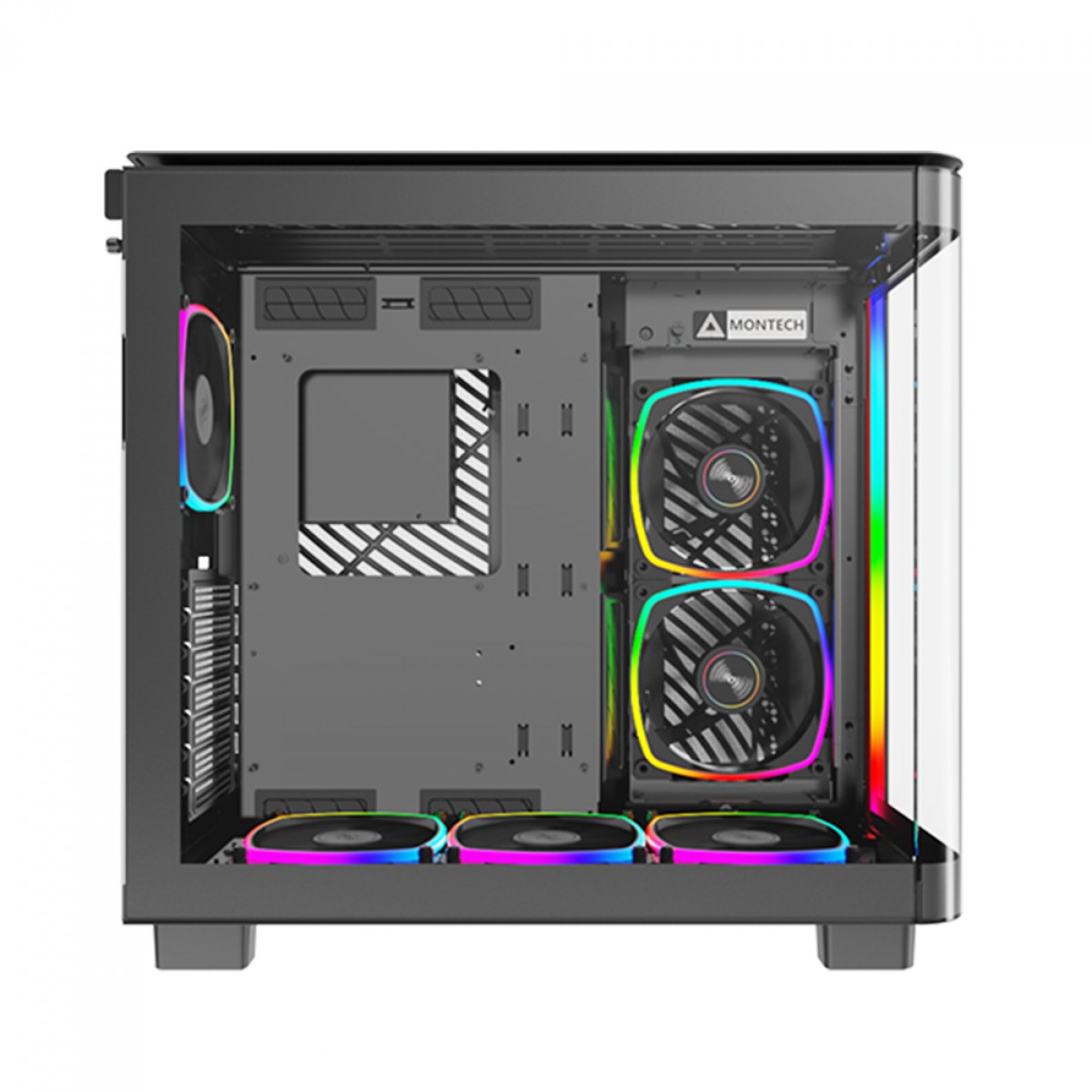 Gabinete Gamer Montech King 95 Pro, ARGB, Mid Tower, Vidro Temperado, ATX, Black, Sem Fonte, Com 6 Fans