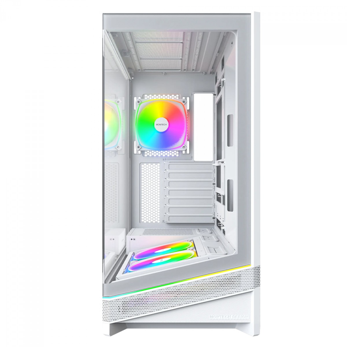 Gabinete Gamer Montech Sky Three, ARGB, Mid Tower, Vidro Temperado, ATX, Com 3 Fans, Branco