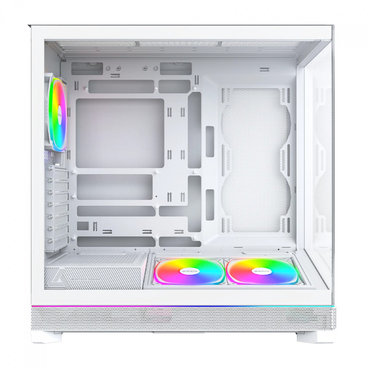 Gabinete Gamer Montech Sky Three, ARGB, Mid Tower, Vidro Temperado, ATX, Com 3 Fans, Branco