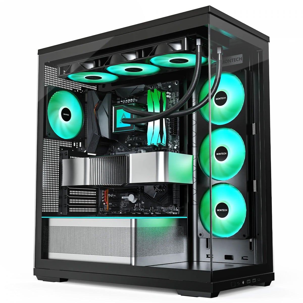 Gabinete Gamer Montech TG3, ARGB, Mid Tower, ATX, Sem Fonte, Com 4 Fans, Preto