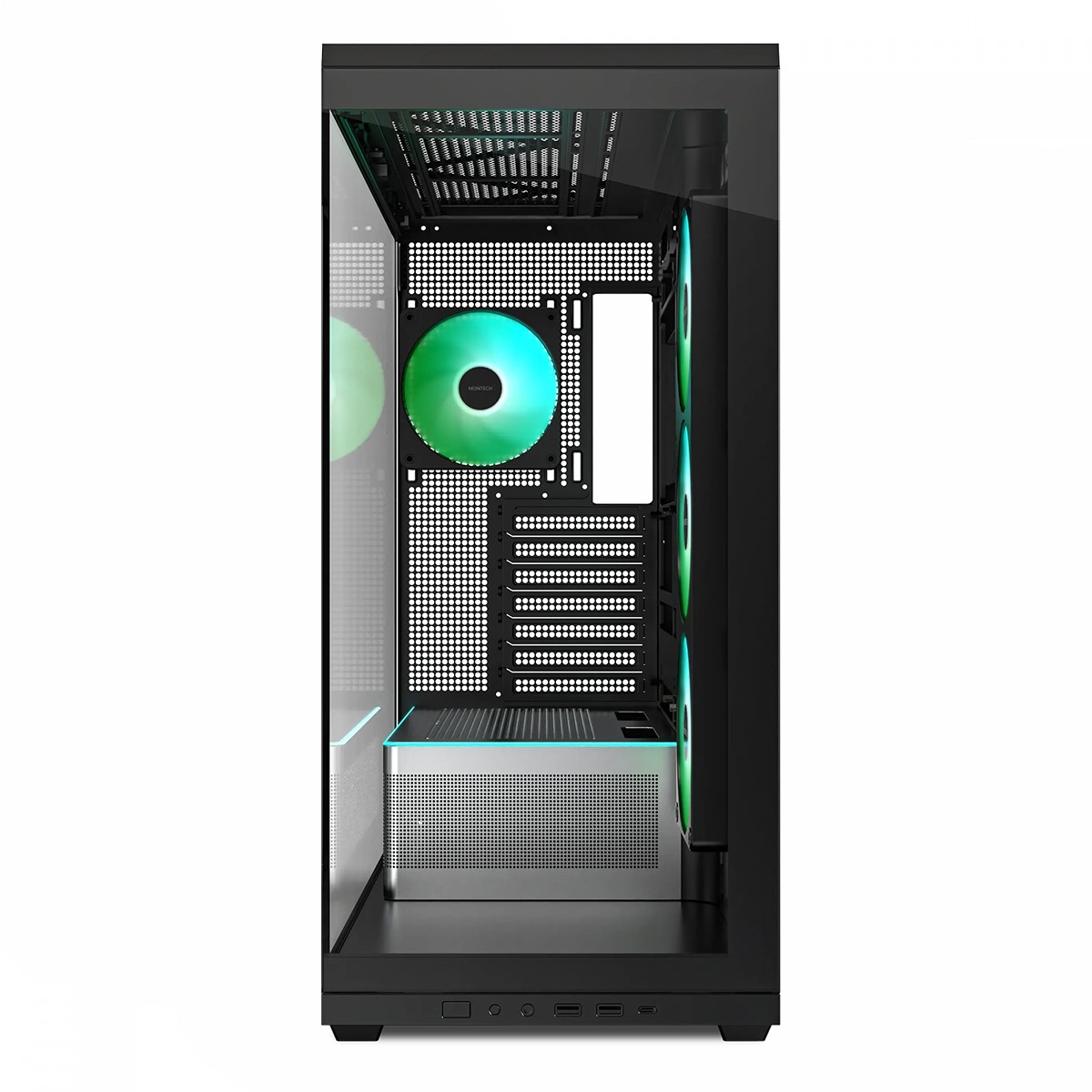 Gabinete Gamer Montech TG3, ARGB, Mid Tower, ATX, Sem Fonte, Com 4 Fans, Preto