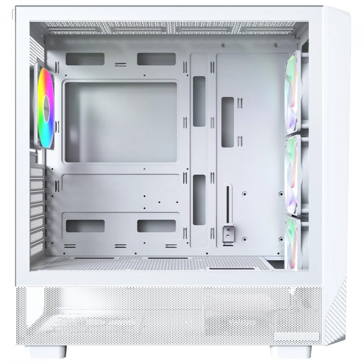 Gabinete Gamer Montech X5, Mid Tower, E-ATX, Sem Fonte, Com 4 Fans ARGB, Branco