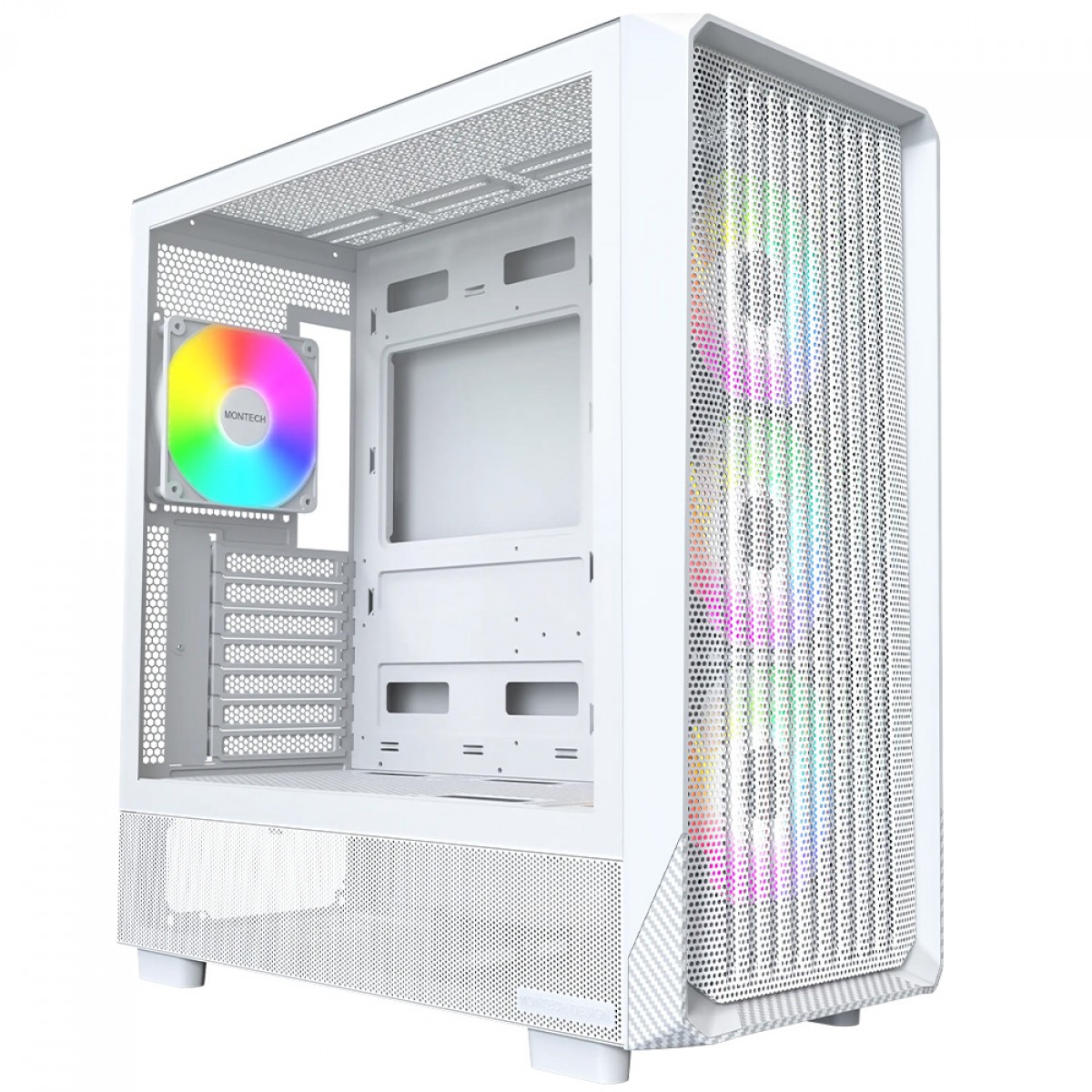 Gabinete Gamer Montech X5, Mid Tower, E-ATX, Sem Fonte, Com 4 Fans ARGB, Branco